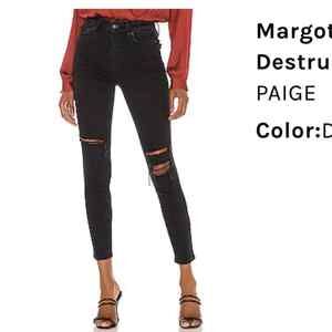 Revolve Paige Margot Ankle Skinny Dark Out Destructed Distressed Jeans